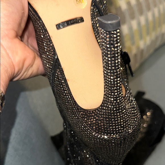 Gianni Bini Black and Silver Heeled Boots with Stiletto Elegance - Picture 2 of 6